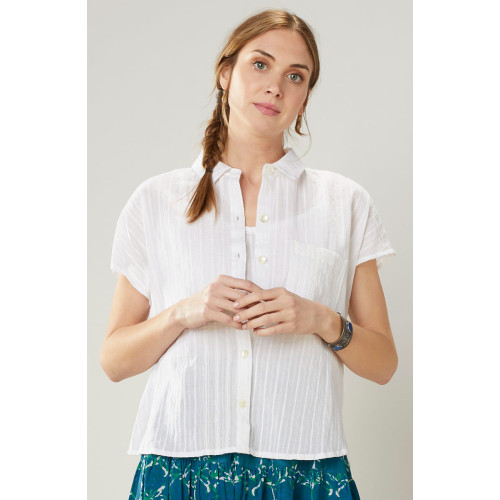 Adira Lightweight Cap-Sleeve Shirt - White