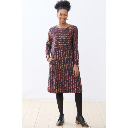 Sanjana Cotton Jersey Knee-Length Dress - Black/Multi