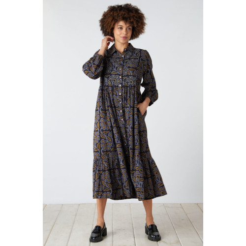 Kashmira Button-Front Maxi Shirt Dress - Black/Multi