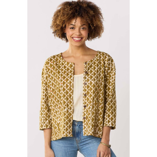 Ruma Cotton Jersey Cardigan - Algae green