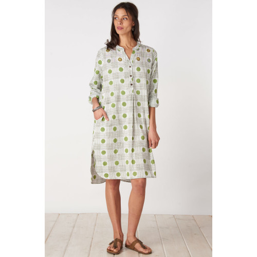Parineet Long-Sleeve Shirt/Dress - Citrus green/Multi