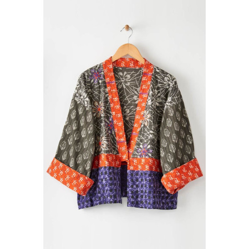 Sikkim Unstructured Boxy Jacket - Fossil/Multi