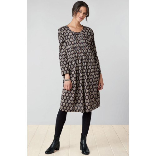 Amina Pull-Over Long-Sleeve Dress - Black/Multi