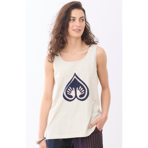 Leela Logo Cotton Jersey Tank - Oatmeal